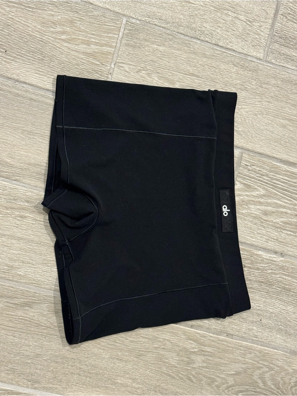 ALO Yoga Black High-Rise Bike Shorts with Subtle Logo